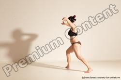 Underwear Martial art Woman White Moving poses Average long colored Dynamic poses Academic